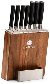 Klarstein Kitano, sada nožov s blokom, 8-dielna, 7 nožov, oceľ, luxusný drevený blok