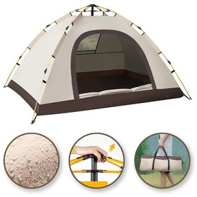 Krémový kempingový stan pre 2-3 osoby 200 x 140 x 115 cm