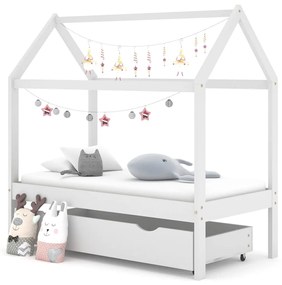 Detský posteľný rám so zásuvkou biely 70x140 cm borovica
