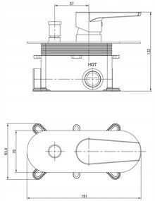 Cersanit Moduo, podomietková vaňová-sprchová batéria, chrómová, S951-338