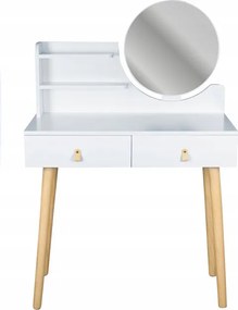 Toaletný stolík SCANDI 3 so zrkadlom biely / naturálny