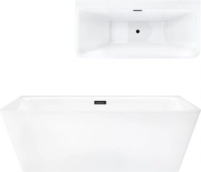 Nástenná vaňa Corsan Iseo 150 cm so širokým okrajom a čiernou povrchovou úpravou