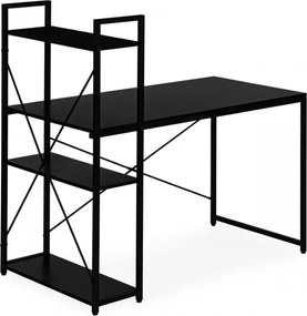 Písací stôl s regálom LOFTY 120x60 cm, čierny