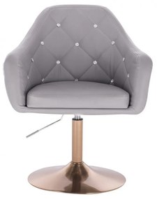 LuxuryForm DESIGN Kreslo ROMA na zlatom tanieri - šedé