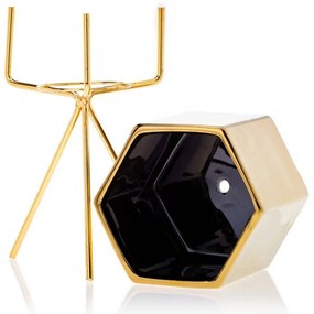 KERAMICKÝ KVETINÁČ SO STOJANOM SASHI 20X9,5 CM ZLATÁ