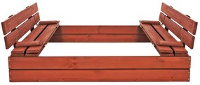 SPRINGOS Uzavreté drevené pieskovisko s lavičkami 120x120 cm – impregnované drevo, s plachtou a netkanou textíliou SBP120SET02