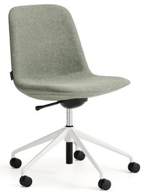 Stolička LANGLEY, nízky sedák, s kolieskami, biela/zelenošedá