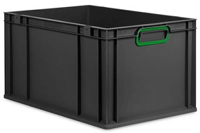 Sada 3 kusov - Eurobox Next Gen 2.0 Cycle - Stohovateľný kontajner s uzavretými rukoväťami - Zelený - 600 x 400 x 320 mm - Antracit