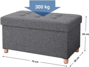 Taburet JARLE s úložným priestorom sivý