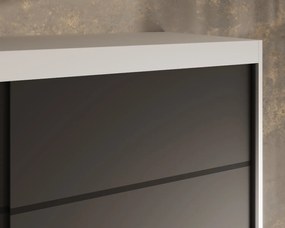 ŠATNÍKOVÁ SKRIŇA GABY SO ZRKADLOM BIELA + ČIERNE DVERE 150 cm