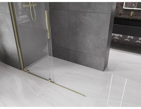 Mexen Velar, posuvné dvere do otvoru typ Walk-In 160 cm, 8mm číre sklo, zlatá lesklá, 871-160-000-03-50