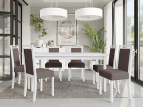 Rozkladací jedálenský stôl so 6 stoličkami AL03, Morenie: biela - L, Poťahové látky: Hygge D20 Mirjan24 5903211266522