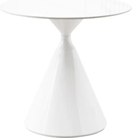 Jedálenský stôl, svetlý mramor/biela, priemer 80 cm, VALER