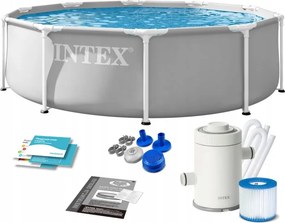 Záhradný bazén s rámom 6v1, 305x76cm, sivý | INTEX