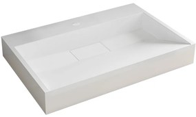 CERANO - Umývadlo z liateho mramoru Vita - nástenné aj na dosku - otvor pre batériu - biela matná - 70x46 cm, CER-CER-8050BD6943