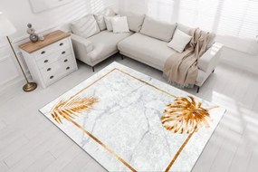 Koberec MIRO 51518.806 listy / rám, sivý / zlatý