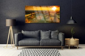 Obraz na akrylátovom skle Západ slnka architektúra 120x60 cm