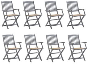 Skladacie vonkajšie stoličky 8 ks s podložkami akáciový masív 3078265