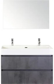 Kúpeľňový nábytkový set Maxx XL 100 cm s keramickým umývadlom 2 otvormi na kohúty a zrkadlom betón antracitovo sivá