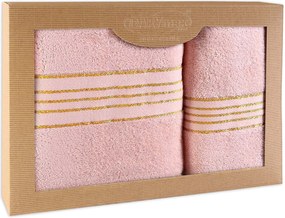 BAVLNENÉ UTERÁKY TIWANO SADA 1 KS 50X90 CM, 1 KS 70X140 CM RUŽOVÁ