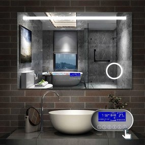 D‘Eluxe - LED ZRKADLÁ - Zrkadlo s LED osvetlením MULTIFUNKČNÉ MZ64K -140cm LED zrkadlo multifunkčné 5 teplá/studená biela nástenná 80 60 80x60