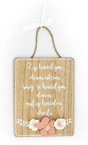 Nekupto Dřevěná cedulka s květinou Žij každým okamžikem
