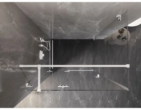 Mexen Lunar T, sklápací sprchový kút ľavý 140 x 70 cm, 8mm číre sklo, biely profil, 834T-140-070-20-00-L