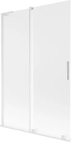 Mexen Velar L, 2-krídlová posuvná vaňová zástena 120 x 150 cm, 8mm sklo námraza, biela matná, 896-120-003-31-20