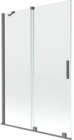 Mexen Velar, 2-krídlová posuvná vaňová zástena 120 x 150 cm, 8mm číre sklo, brúsený grafit, 896-120-000-01-95