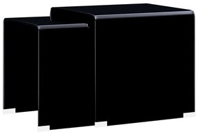 Zasúvacie konferenčné stolíky 2 ks čierne 42x42x41,5 cm tvrdené sklo