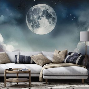 Fototapeta nočná obloha s mesiacom a mrakmi