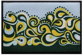 Premium rohožka- retro štýl - zeleno-žlté vlny (Vyberte veľkosť: 60*40 cm)