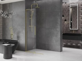 Mexen Velar L, posuvná sprchová zástena Walk-in 100 x 200 cm, 8mm číre sklo, zlatá matná, 871-100-003-03-55