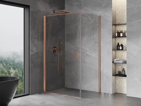 Mexen Mist-B, 1-krídlový výklopný sprchový kút 90 x 110 cm, číre sklo, medený matný profil, 8A2T-090-110-65-00