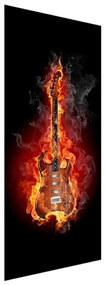 Fototapeta na dvere - ohnivá gitara (95x205cm)