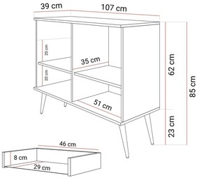 Komoda BOSTON biela 107cm
