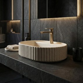 Rea Marcela Vanilla, umývadlo na dosku 600×370×135 mm, béžová matná, REA-U3520