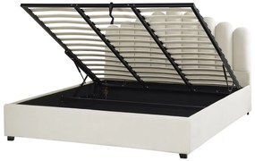 Zamatová posteľ s úložným priestorom 180 x 200 cm krémová biela VINCENNES Beliani
