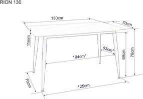 Jedálenský stôl Rion 130 cm keramika čierny mramor/čierny