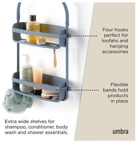 Modrá závesná plastová kúpeľňová polička Flex – Umbra