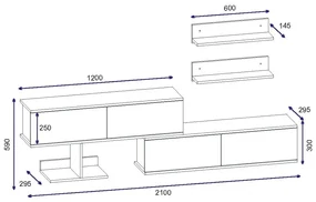 Obývací stěna MAXIMUS 210 cm bílá/buk
