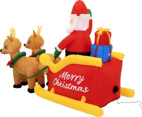 Nafukovací Santa Claus na saniach so sobmi 212 cm