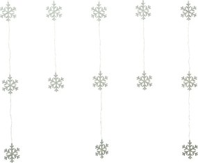 Svetelný vonkajší záves Snowflakes, 120x120cm, LED, studená biela, časovač, 8 funkcií, na batérie, 120 cm