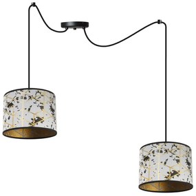 Závesné svietidlo Werona Spider 5, 2x sivé textilné tienidlo so vzorom, g