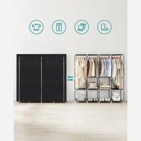 Textilná šatníková skriňa SANTIAGO čierna