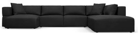 Čierna rohová pohovka do "U", pravý roh Esther - Milo Casa