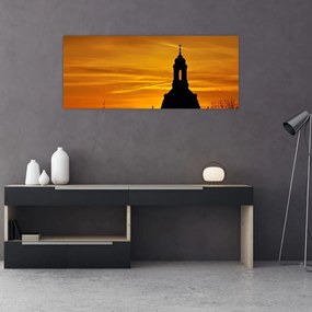 Obraz kostola pri západe slnka (120x50 cm)