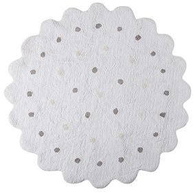 Lorena Canals koberce Pre zvieratá: Prateľný koberec Little Biscuit White - 140x140 kytka cm