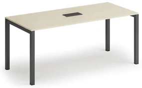 Rokovací stôl PRIMO SQUARE, 180x80 cm, breza + stolová zásuvka TYP III, čierna