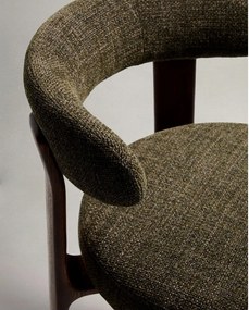 Zelená/v tmavo prírodnej farbe barová stolička z jaseňového dreva (výška sedadla 75 cm) Granite – Kave Home